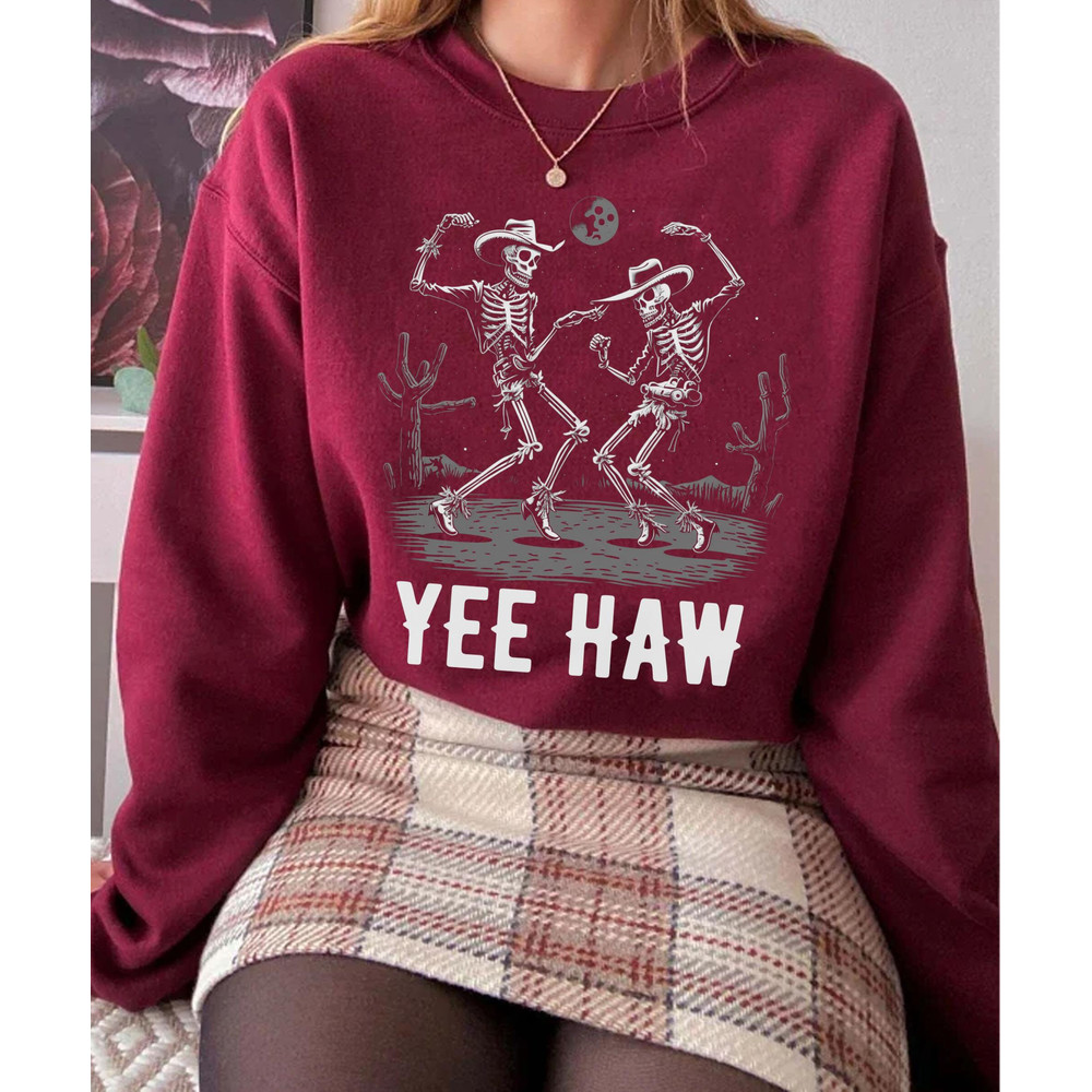 Cowboy Skeleton Yeehaw Shirt Dancing Skeleton T-shirt Western Southern Life Country Music Tee Trendy Western Graphic Tee - 3.jpg