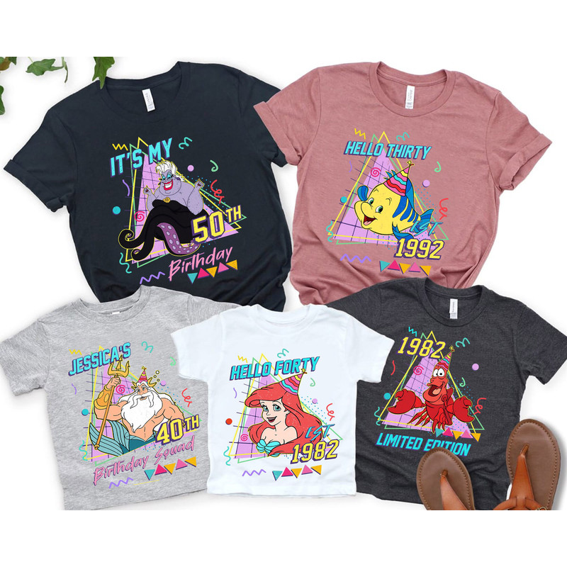 Custom Little Mermaid Birthday Party Shirt Ursula Princess Ariel King Triton Personalized Disney Birthday T-shirt Disneyland Trip - 1.jpg