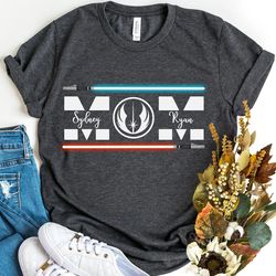 custom star wars mom jedi lightsaber shirt, mother son daughter t-shirt, mother's day