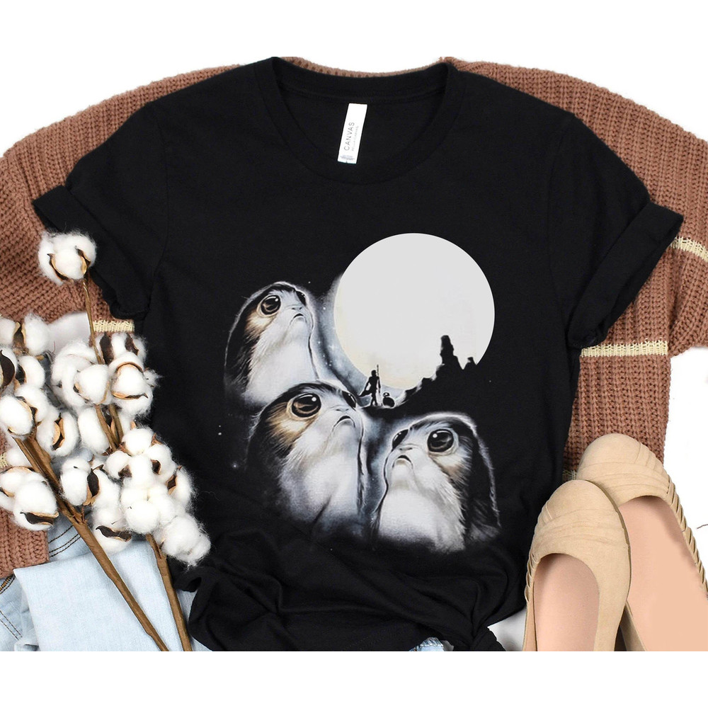 Cute Three Porg with Moon Sweatshirt Retro Star Wars T-shirt Walt Disney World Tee Disneyland Family Vacation Trip Galaxy's Edge - 3.jpg