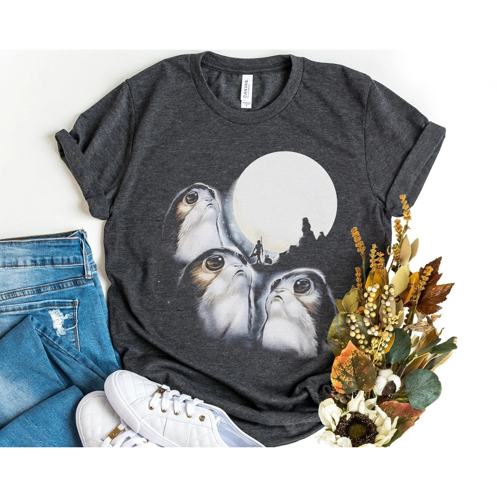 Cute Three Porg with Moon Sweatshirt Retro Star Wars T-shirt Walt Disney World Tee Disneyland Family Vacation Trip Galaxy's Edge - 4.jpg