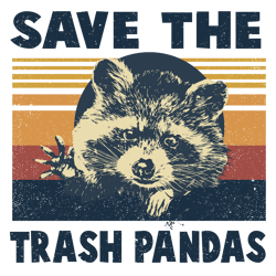 vintage save the trash pandas svg, png dxf eps download files