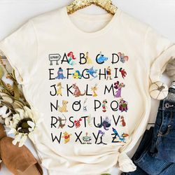 disney alphabet characters from a to z shirt, disney teacher t-shirt, walt disney wor