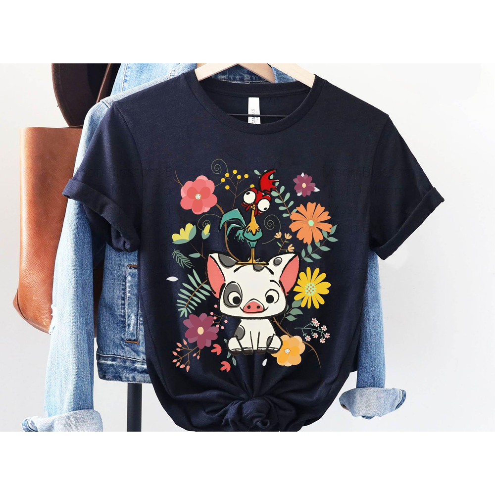Disney Moana 70s Style Floral Pua And Hei Hei Shirt  Disney Moana Movie T-shirt  Disney Birthday  Walt Disney World  Disneyland Trip - 5.jpg