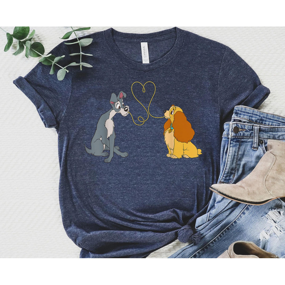 Lady And The Tramp Bella Notte Shirt  Disney Love Heart Tee  Disney Valentine's Day T-shirt  Disneyland Couple Matching Trip - 1.jpg