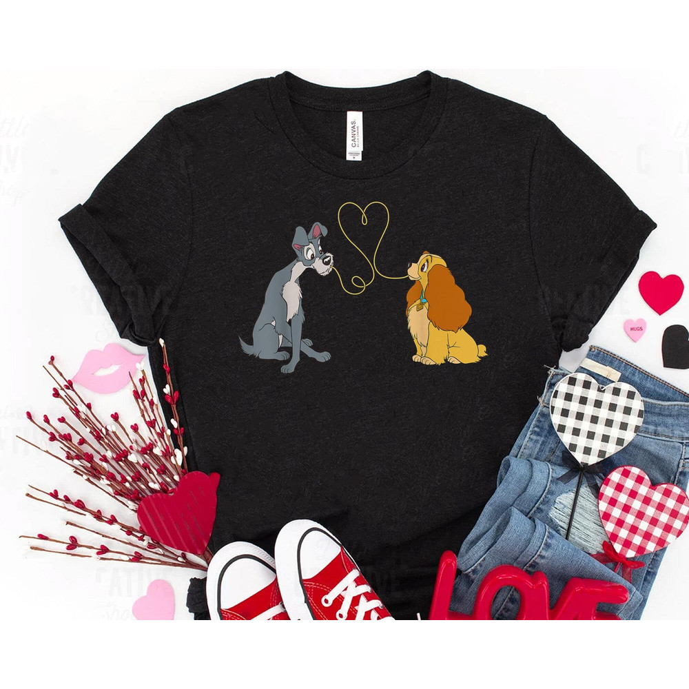 Lady And The Tramp Bella Notte Shirt  Disney Love Heart Tee  Disney Valentine's Day T-shirt  Disneyland Couple Matching Trip - 2.jpg