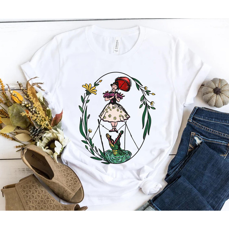 Lady On Tightrope Girl Floral Shirt The Haunted Mansion T-shirt Magic Kingdom Disneyland Trip Mickey's Not So Scary Party Halloween Holiday - 4.jpg