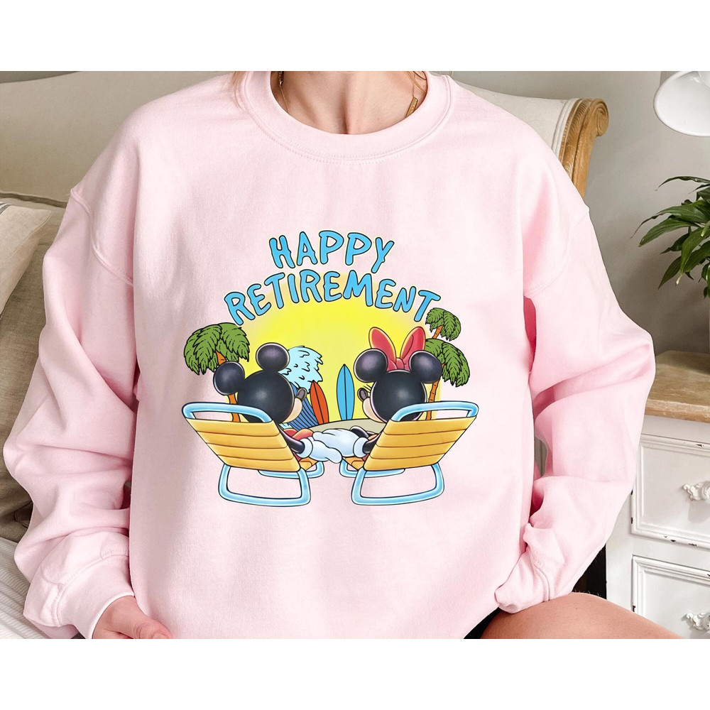 Mickey And Minnie Sunset Happy Retirement T-shirt Disney Retired 2023 Summer Beach Tee Walt Disney World T-shirt Funny Disneyland Trip - 4.jpg
