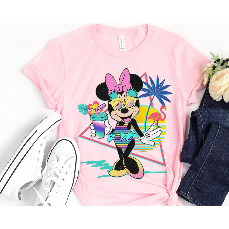 Retro 80s Disney Minnie Mouse Unicorn Stripes Pineapples Shirt Disney Summer Vibes Summer Vacation Tee Disney Family Matching T-shirt - 1.jpg