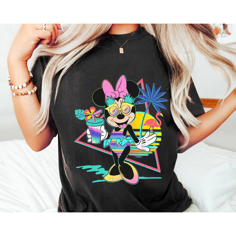 Retro 80s Disney Minnie Mouse Unicorn Stripes Pineapples Shirt Disney Summer Vibes Summer Vacation Tee Disney Family Matching T-shirt - 2.jpg