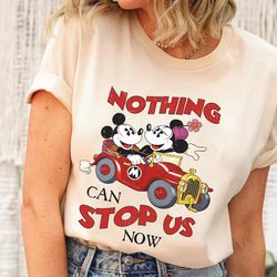 retro nothing can stop us now mickey & minnie's runaway railway t-shirt, funny disney