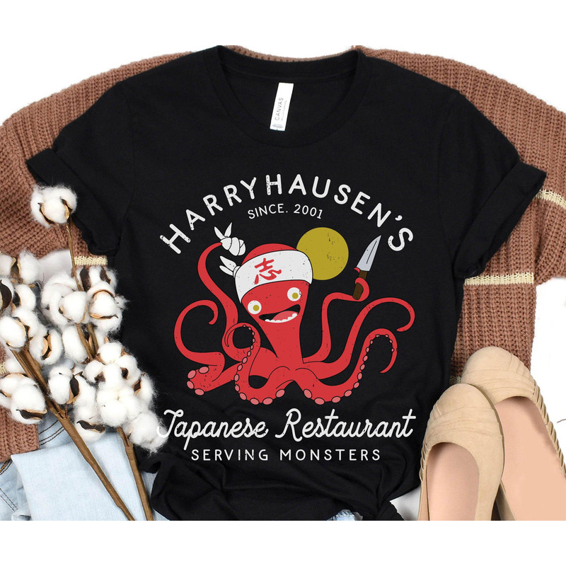 Retro Octopus Chef Harryhausen's Japanese Restaurant Shirt  Monsters Inc Disney T-shirt  Walt Disney World Shirt  Disneyland Trip Outfits - 3.jpg