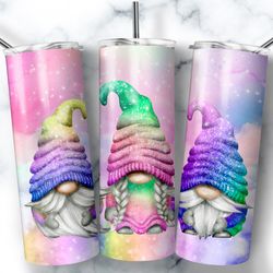 rainbow gnome sparkle tumbler, rainbow gnome sparkle skinny tumbler
