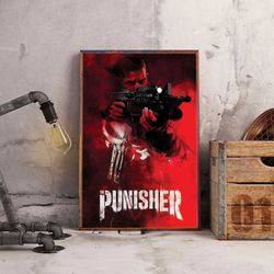 movie poster, film poster, the punisher poster, wall art, wall decor, prints, home decor, shadowed hunter's redemption
