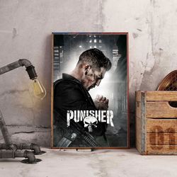 movie poster, film poster, the punisher poster, wall art, wall decor, prints, home decor, skull-wearing avenger rises
