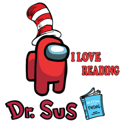 red dr sus svg digital file, dr seuss among us svg
