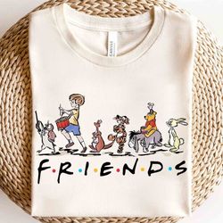 cute disney winnie the pooh & friends group shot retro shirt, tigger piglet tee