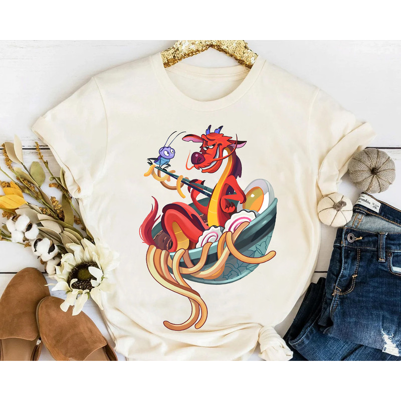 Disney Mulan Funny Mushu Dragon & Cri-Kee With Ramen Shirt, Magic Kingdom Trip Unisex T-shirt Family Birthday Gift Adult Kid Toddler Tee - 1.jpg