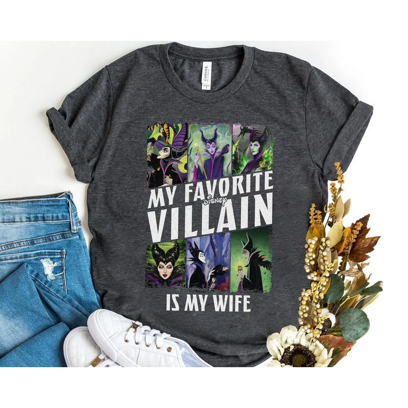 Disney Sleeping Beauty Maleficent My Favorite Disney Villain Is My Wife Shirt, Unisex T-shirt Family Birthday Gift Adult Kids Toddler Tee - 1.jpg