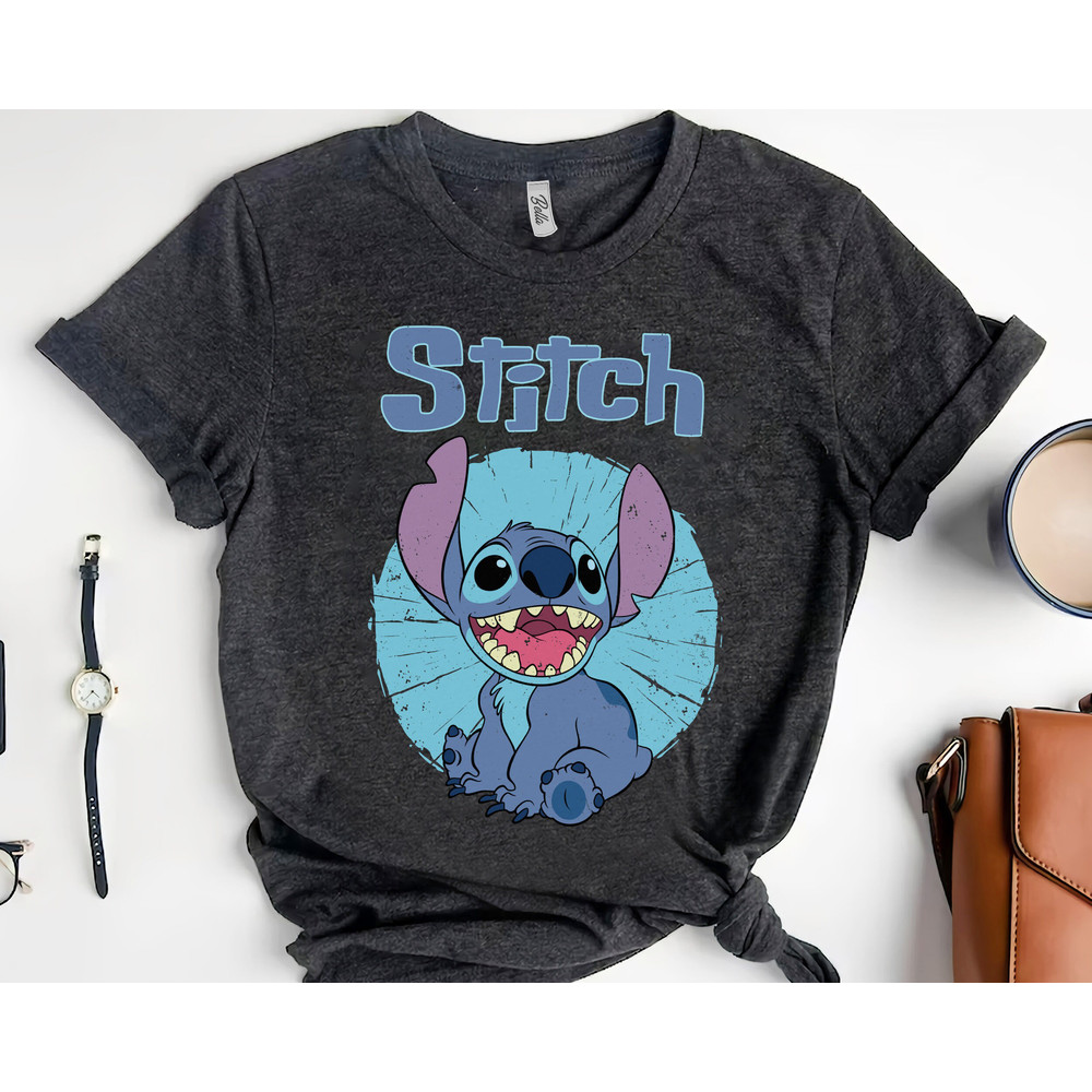 Disney Stitch Cool Distressed Circle Background Retro T-shirt, Magic Kingdom Trip, Unisex T-shirt Family Birthday Gift Adult Kid Toddler Tee - 1.jpg