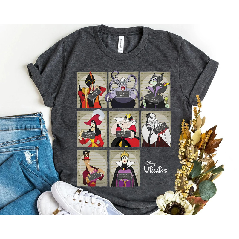 Disney Villains Mugshot Squad Ursula Evil Queen Cruella Shirt, Magic Kingdom Unisex T-shirt Family Birthday Gift Adult Kids Toddler Tee - 1.jpg