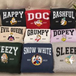 Disney Vintage Snow White and The Seven Dwarfs Characters Group Custom Shirt