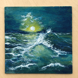Seascape Acrylic Painting Original Ocean Wave Art