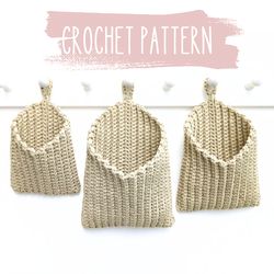 Crochet Basket Pattern, Hanging storage basket, Boho home decor DIY, Cristmas gift for mom, Bathroom or Kitchen storage,