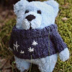 Handmade teddy bear, Wool crochet bear, Knit toy, Plush teddy bear, Collectable Teddy Bear