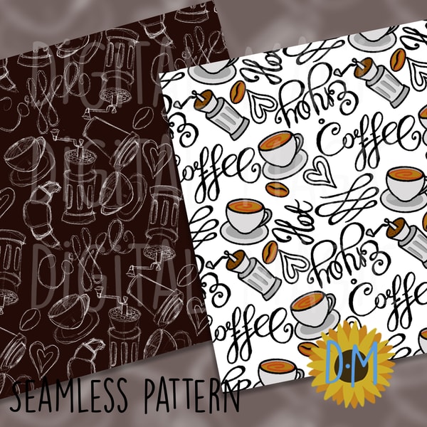 Cafe Rapper Paper With Pattern Coffee seamless pattern, Cafe digital paper set | Inspire Uplift