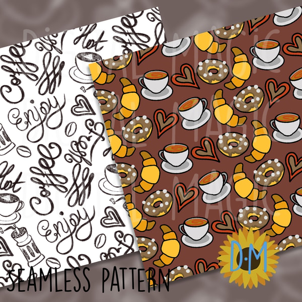 Cafe Rapper Paper With Pattern Coffee seamless pattern, Cafe digital paper set | Inspire Uplift