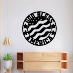 god bless american flag wall art laser cut files, metal wall art, cnc cutting router