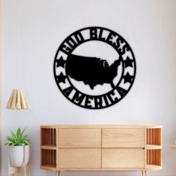 god bless american map wall art laser cut files,  metal wall art, cnc cutting router