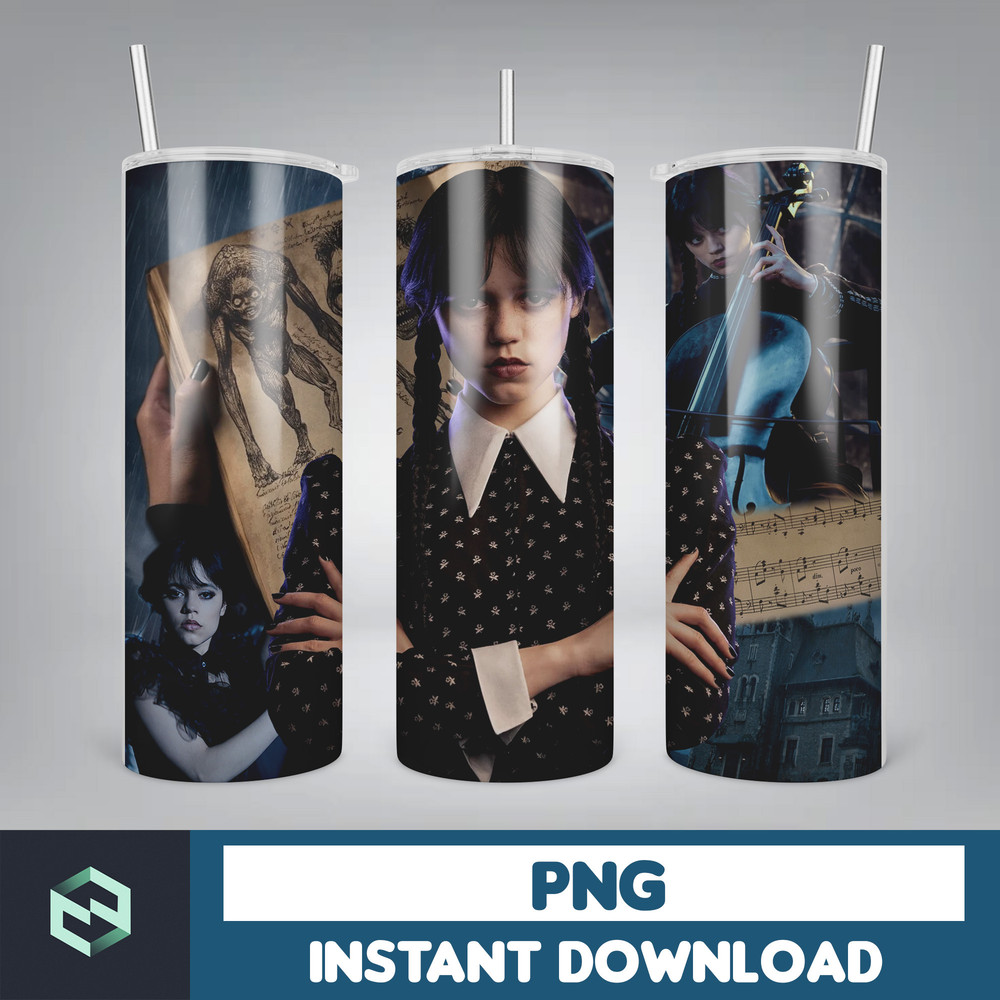 Wednesday Addams Skinny Tumbler 20oz Sublimation Wrap, Adams Family, Digital Download (14).jpg