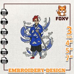 tanjiro demon slayer, anime embroidery design, anime machine embroidery design, gift for anime fan, instant download