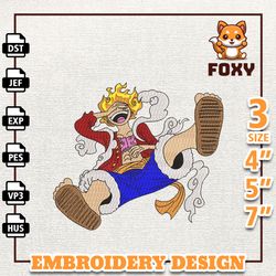 luffy gear 5 one piece, anime embroidery design, anime machine embroidery design, gift for anime fan, instant download