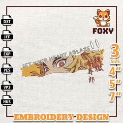 rengoku demon slayer, anime embroidery design, anime machine embroidery design, gift for anime fan, instant download