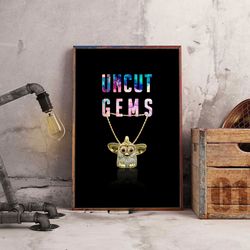 movie poster, film poster, uncut gems poster, wall art, wall decor, prints, home decor, pulsating jewels intense