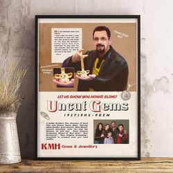 movie poster, film poster, uncut gems poster, wall art, wall decor, prints, home decor, precious stones treacherous