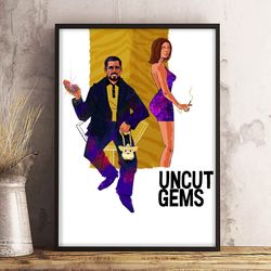 movie poster, film poster, uncut gems poster, wall art, wall decor, prints, home decor, sparkling dangers dark deals