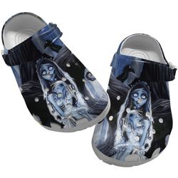 movie crocs, corpse bride crocs, corpse bride clog shoes unisex, movie sandals, character movie crocs, corpse bride