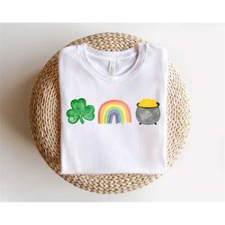 St Patricks Day Tshirt,Cute Women Crewneck St Pattys Shirt,Shamrock Lucky Rainbow Tshirt,Retro Vintage Irish Sweatshirt,