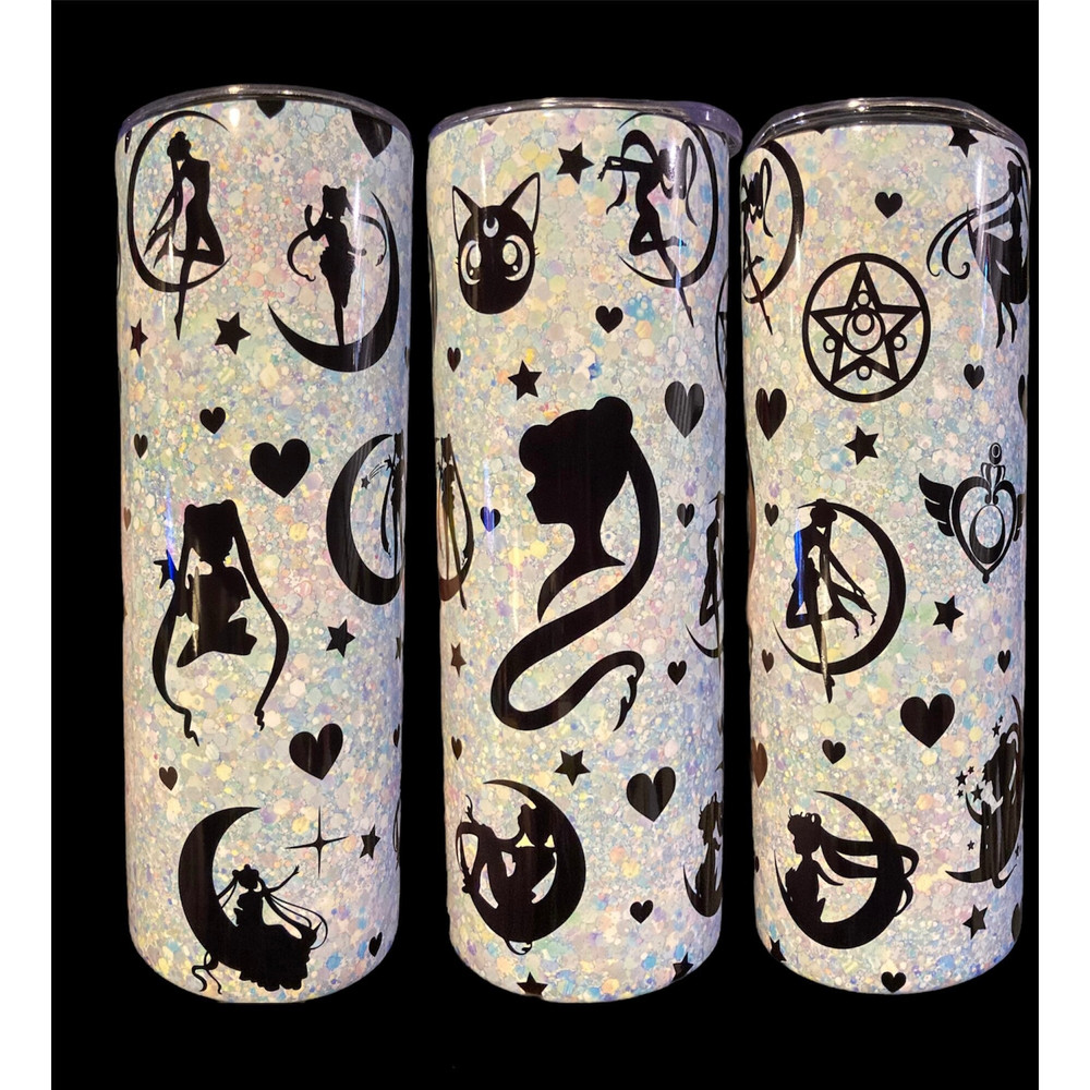 Sailor moon inspired glitter tumblersilhouette sailor moonwhite glitterpersonalized giftbeverage holderbirthday giftMother’s Day gift.jpg