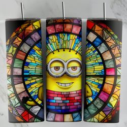 minions stained glass tumbler, minions stained glass skinny tumbler
