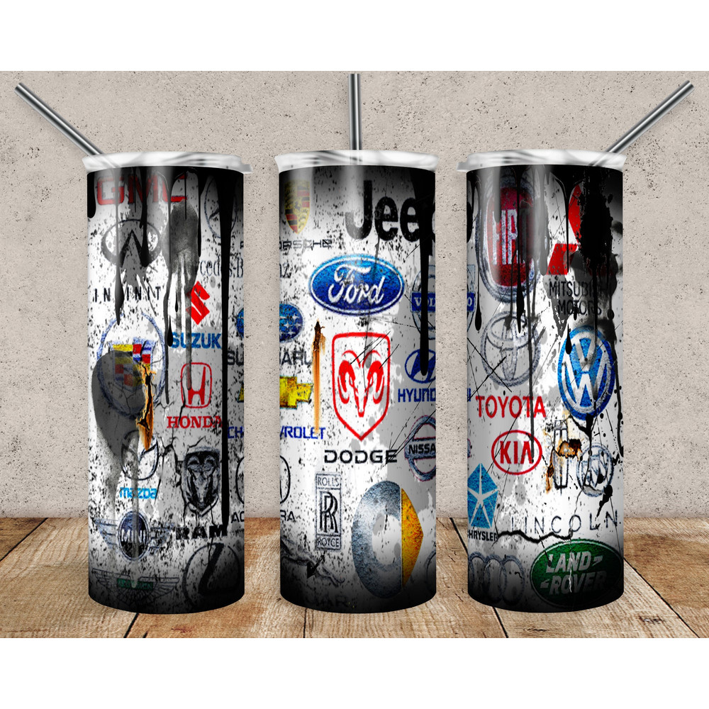 All Car Brands 20oz Sublimation Tumbler Designs, All Car Straight Skinny Tumbler Wrap PNG, Sublimation Design PNG, Digital Download, PNG.jpg