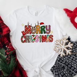 merry christmas shirt, cute christmas family shirt, women's christmas tree holiday shirt, santa hat christmas shirt,