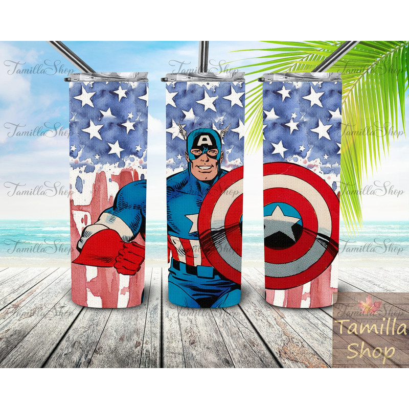 Marvel Captain Tumbler,Marvel Captain Skinny Tumbler,Superhero Defender Shield of Justice Tumbler.png