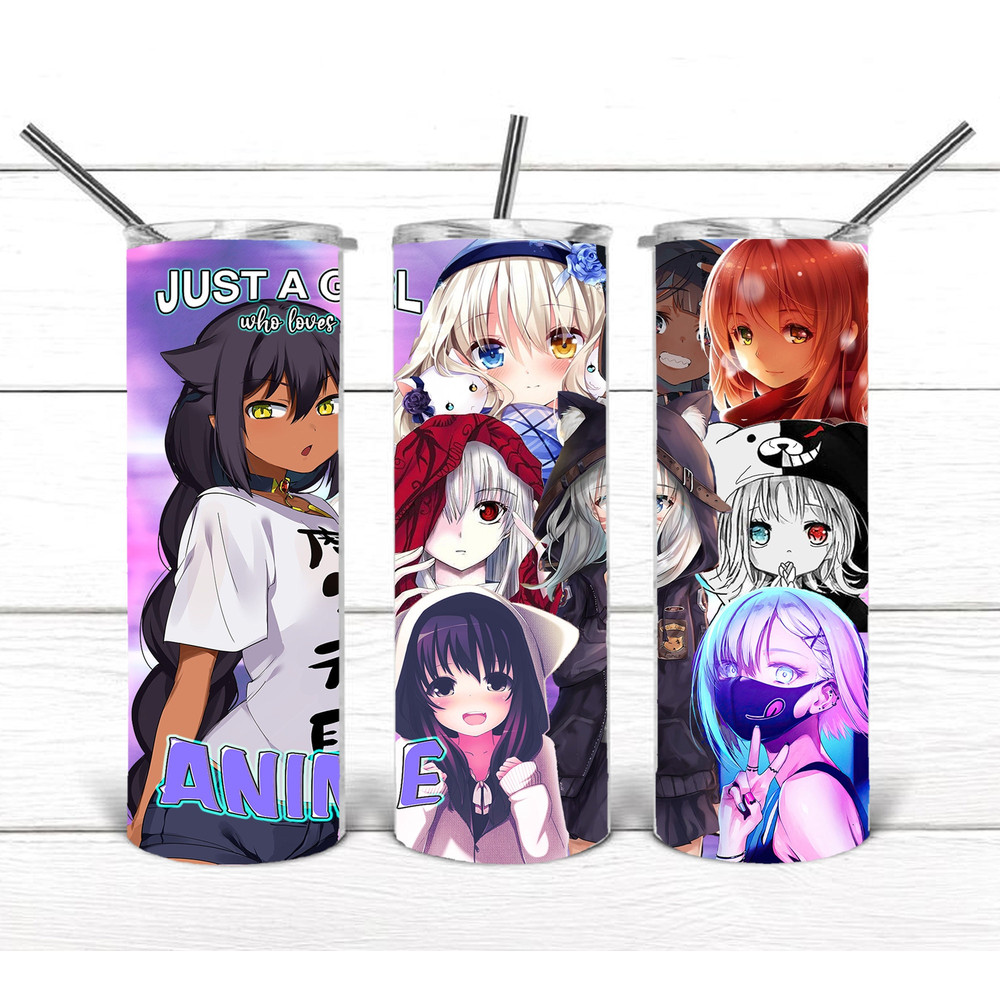 Just a Girl Who Loves Anime Tumbler, 20oz Skinny Tumbler, PNG sublimation.jpg
