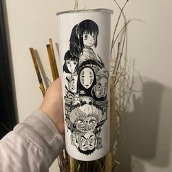 anime demon slayer tumbler, anime manga straight tapered skinny glitter tumbler, anime coffee cups wrap skinny tumbler