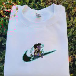nike x vegeta embroidered sweatshirt, dragon ball z anime embroidered sweatshirt, anime sweatshirt, embroidered anime gi